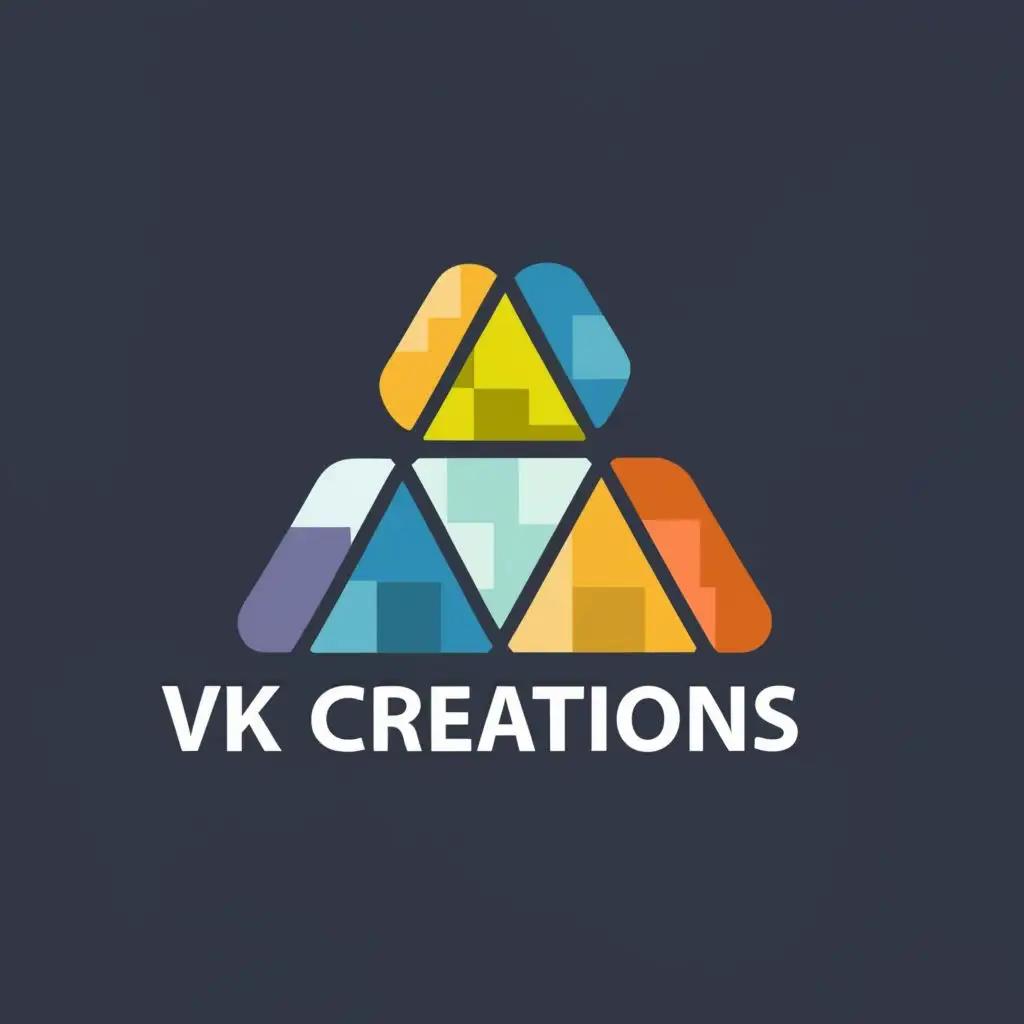 logo, VK and Pyramid, with the text "VK CREATIONS", typography, be used in Retail industry