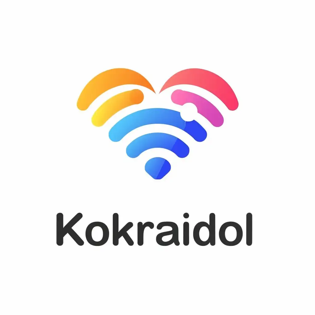 a logo design,with the text "KOKORAIDOL", main symbol:colorful scales heart wifi,Minimalistic,clear background