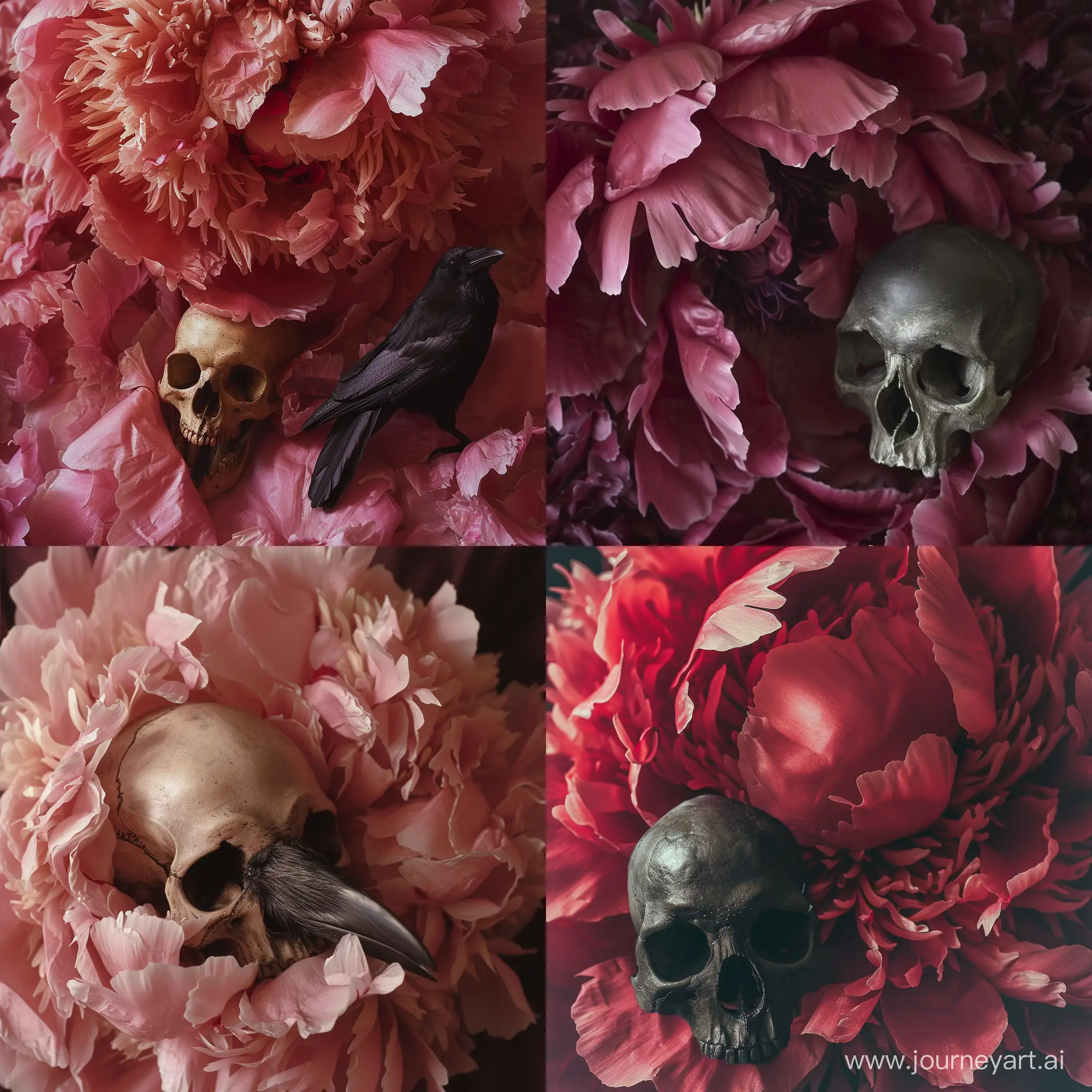 Intricate-8K-Photograph-Crows-Skull-and-Peony-Masterpiece