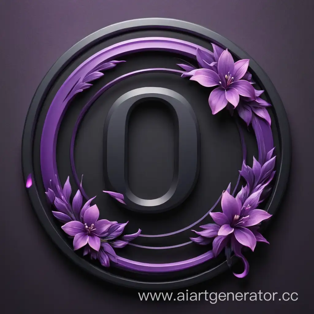 letters "O" and "T" icon in japanese style in black and violet colors
