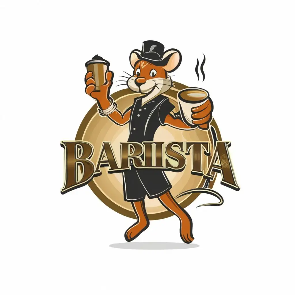 logo, An abstract cool barista mouse, with the text "barista", typography, be used in Entertainment industry