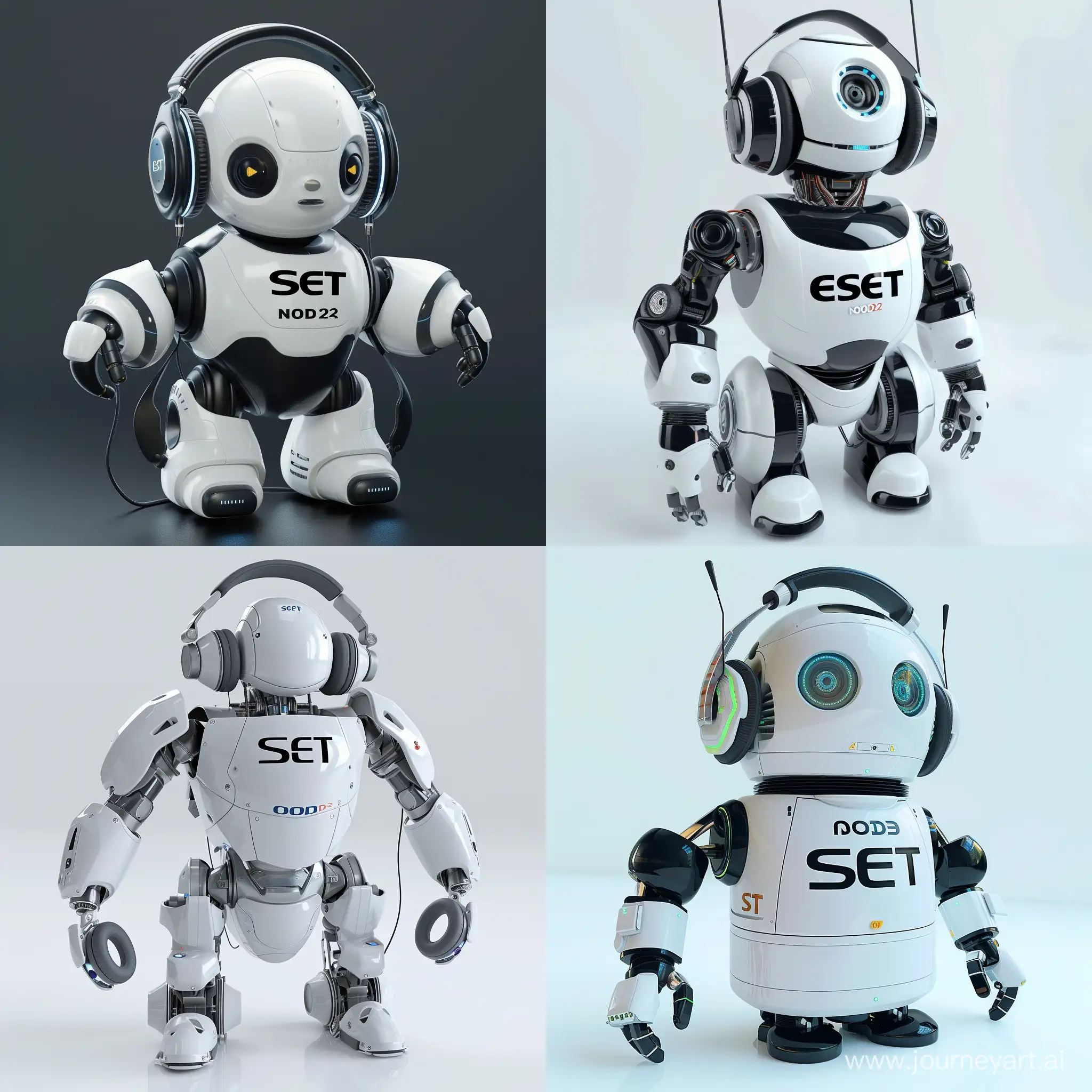 Photorealistic-ESET-NOD32-Antivirus-Robot-Offering-Headphones-for-Music-Listening