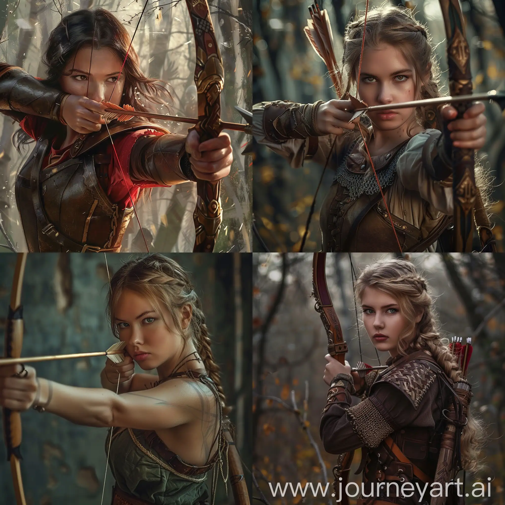 warrior girl, realistic ,archer ,Medieval