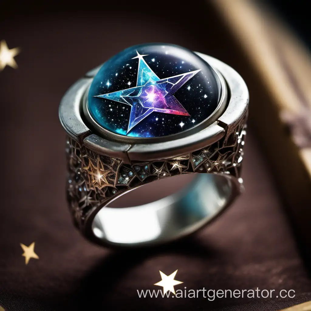 Магическое кольцо с инкрустированным в него камнем, показывающее путь посредством звезд.

