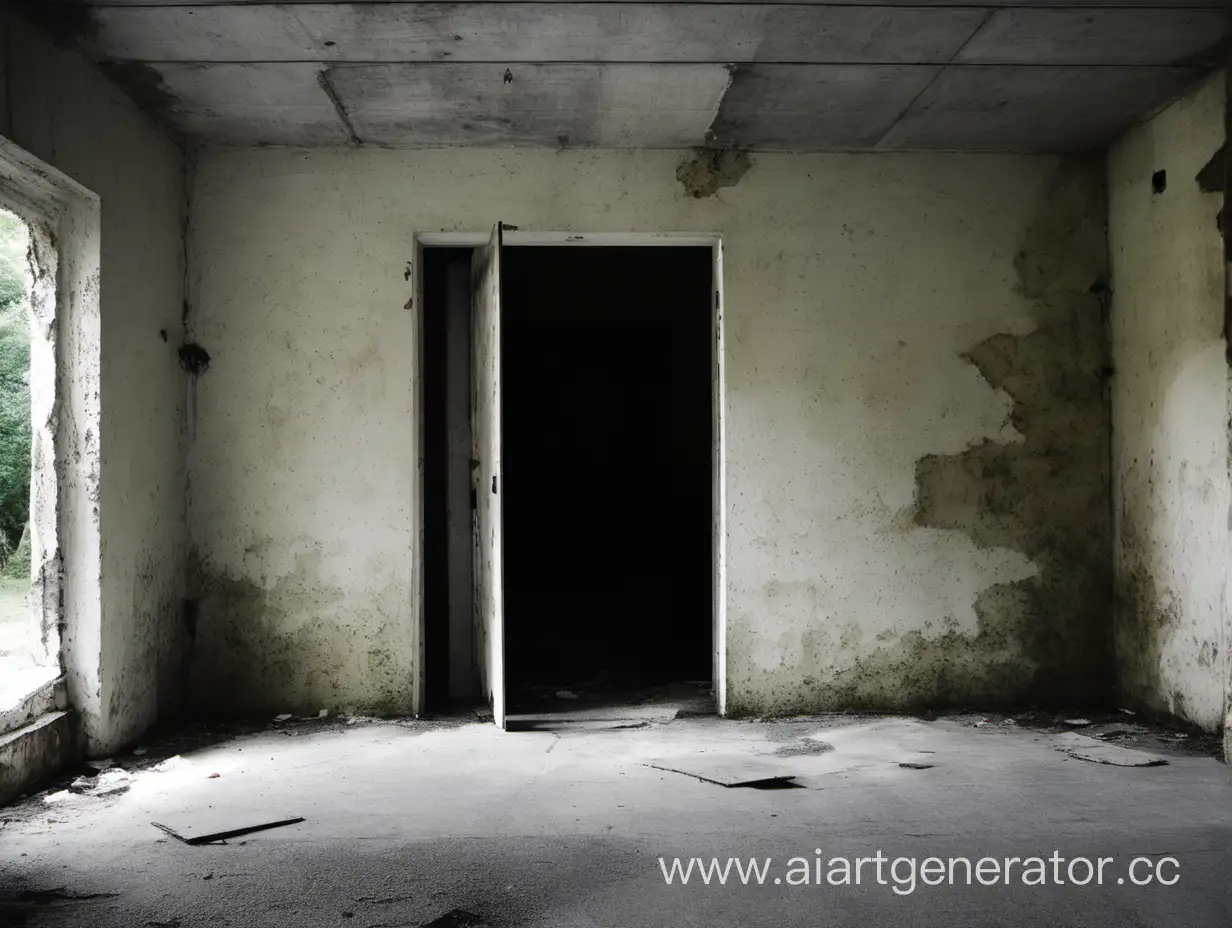 Abandoned-Doorway-in-Ruined-Space-with-Mysterious-Box