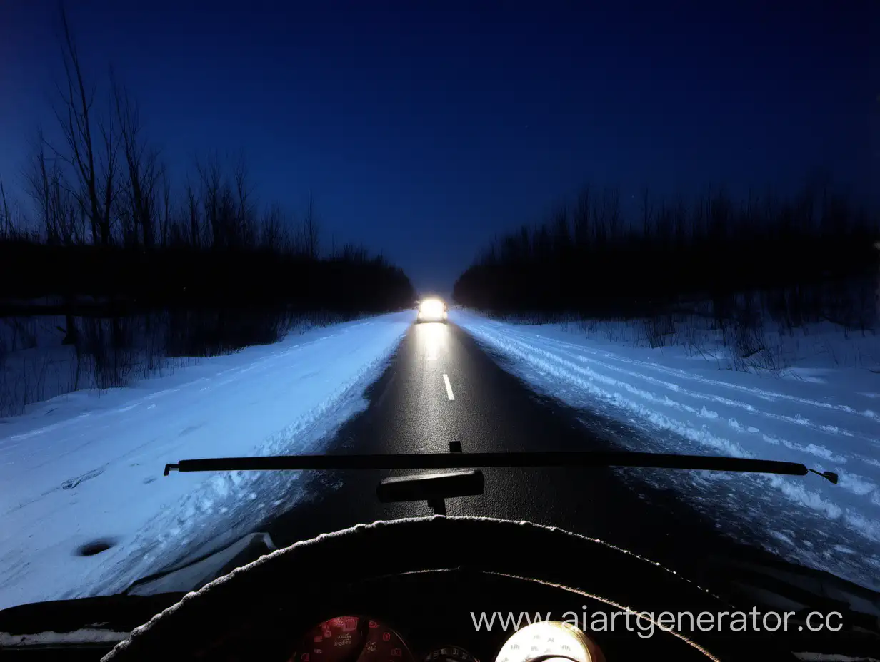 Lonely-Night-Drive-through-Snowy-Wilderness