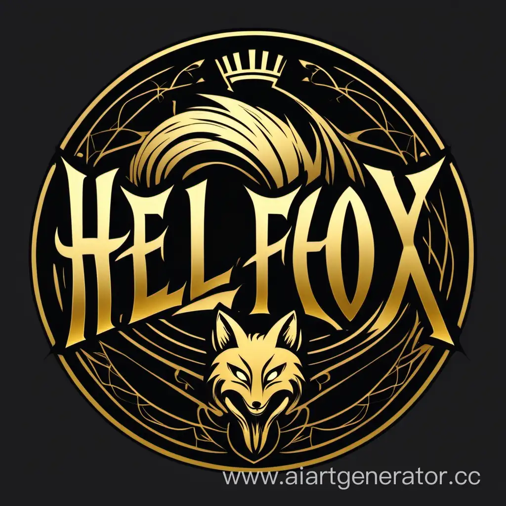 Elegant-Round-Black-and-Gold-Hell-Fox-Logo