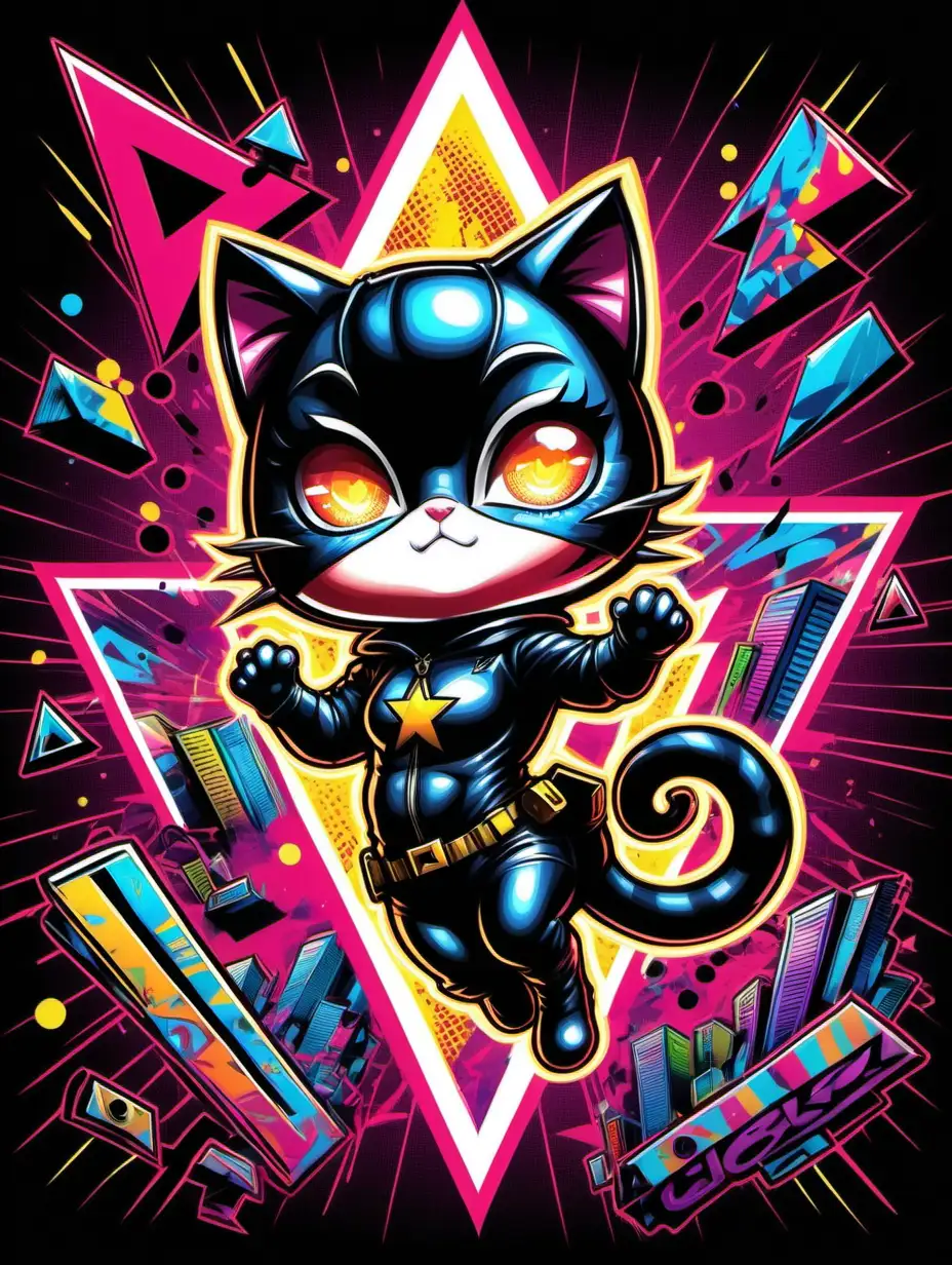 Cute Kitty Daredevil in Electric Pop Art Poster