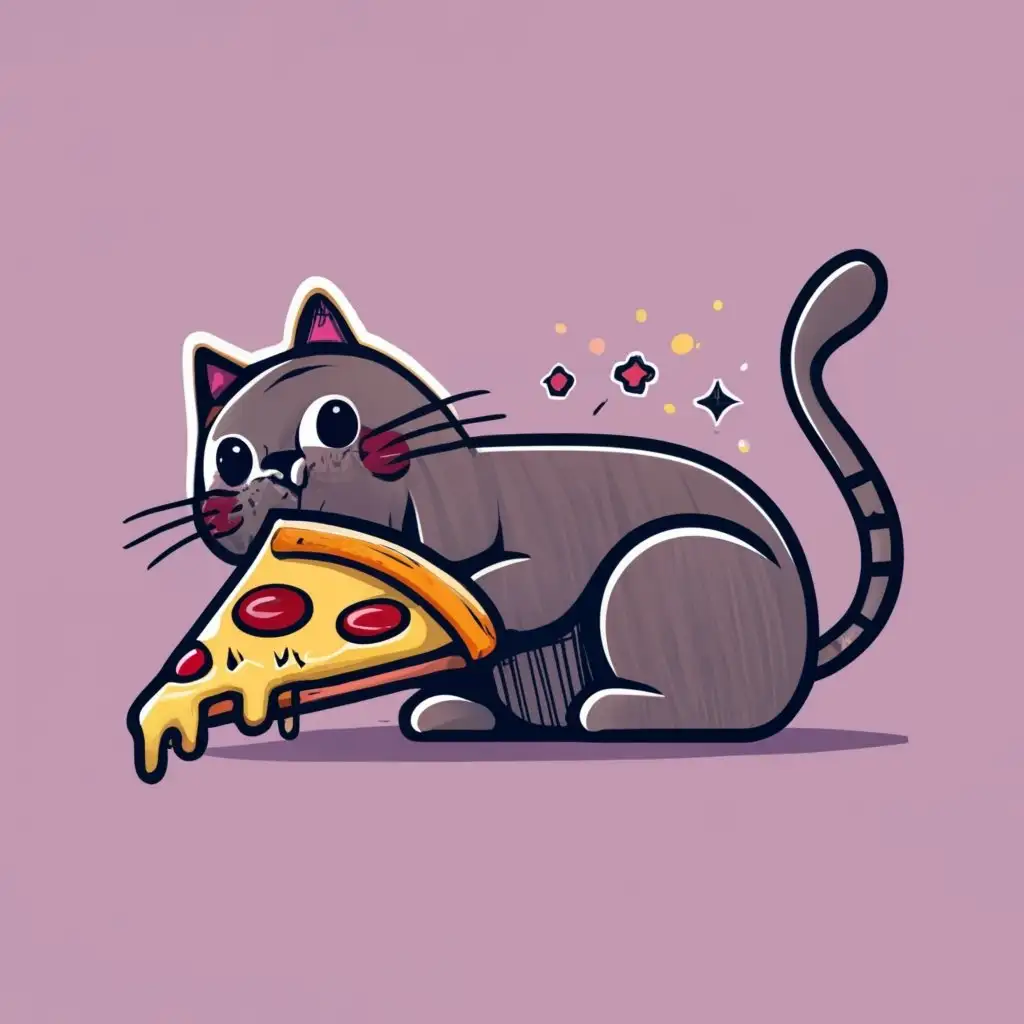 logo, Cat eating pizza, with the text "Chatufitza", typography, be used in Restaurant industry
