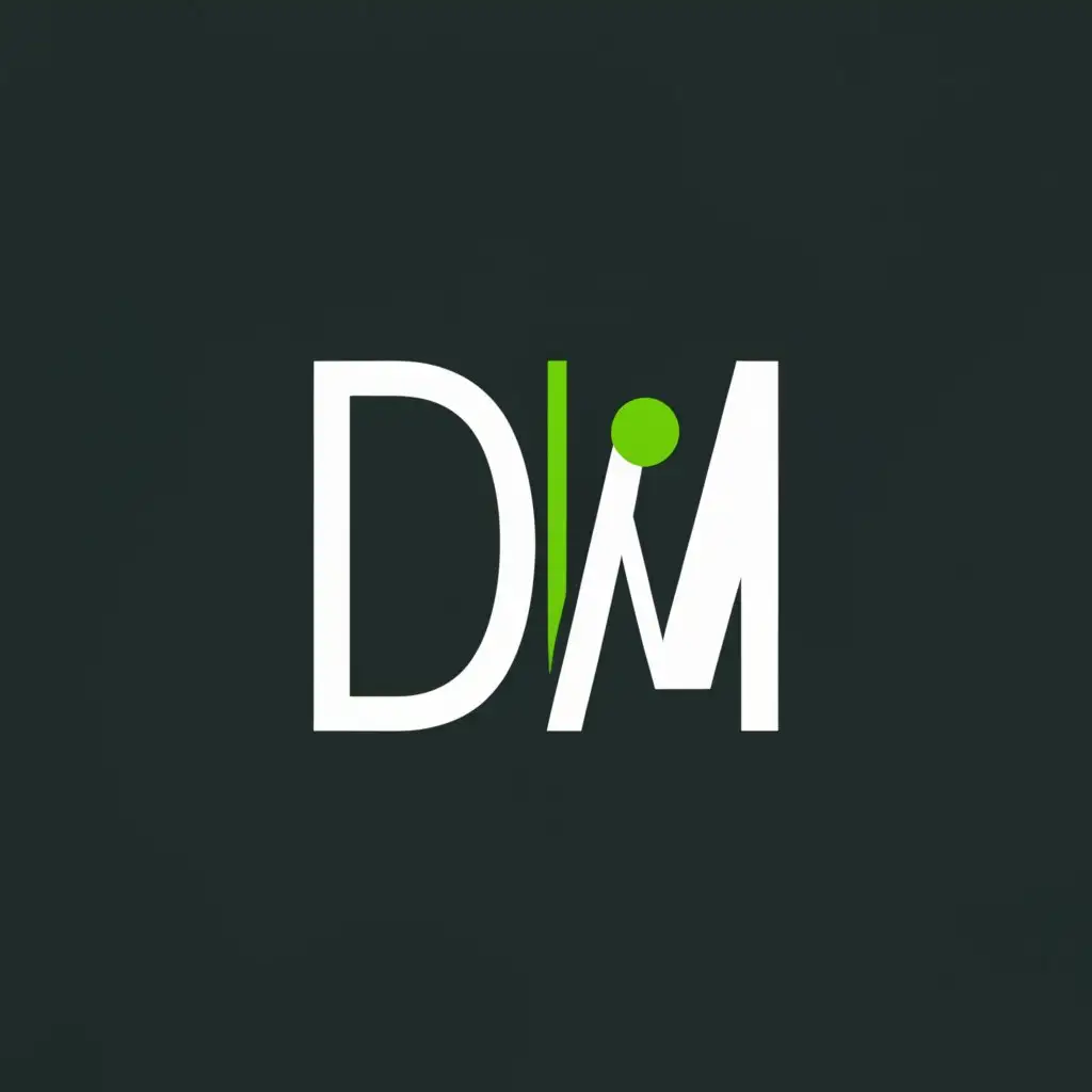 a logo design,with the text "DM", main symbol:transparent with green dot,Moderate,clear background