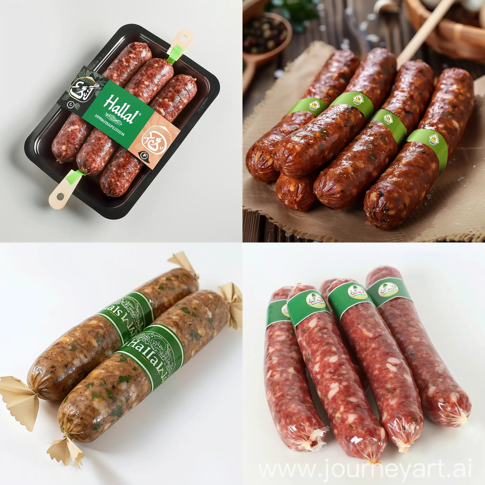 Halal sausage label, premium label, green label