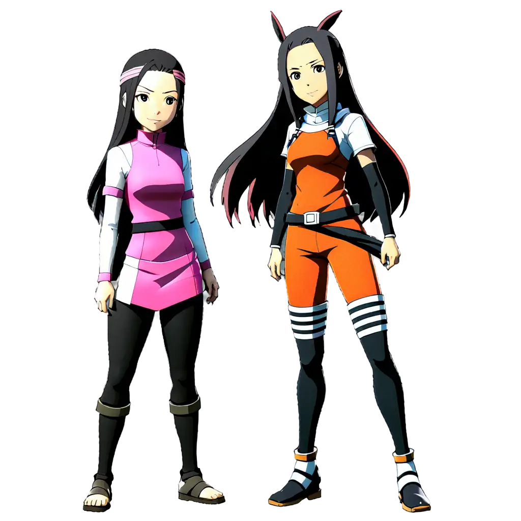 Nezuko from demon Slayer with Naruto and Anya from spy family