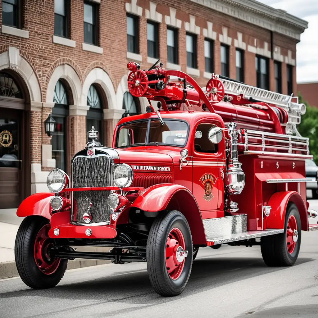 Vintage Fire Truck Vehicles Responding to Emergency