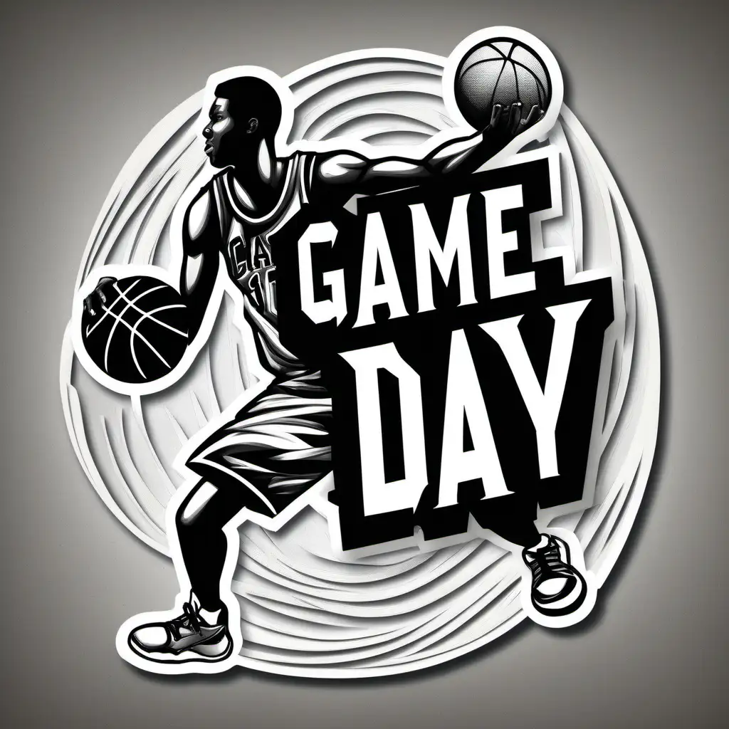 Dynamic Basketball Player in Action with Wavy Letters