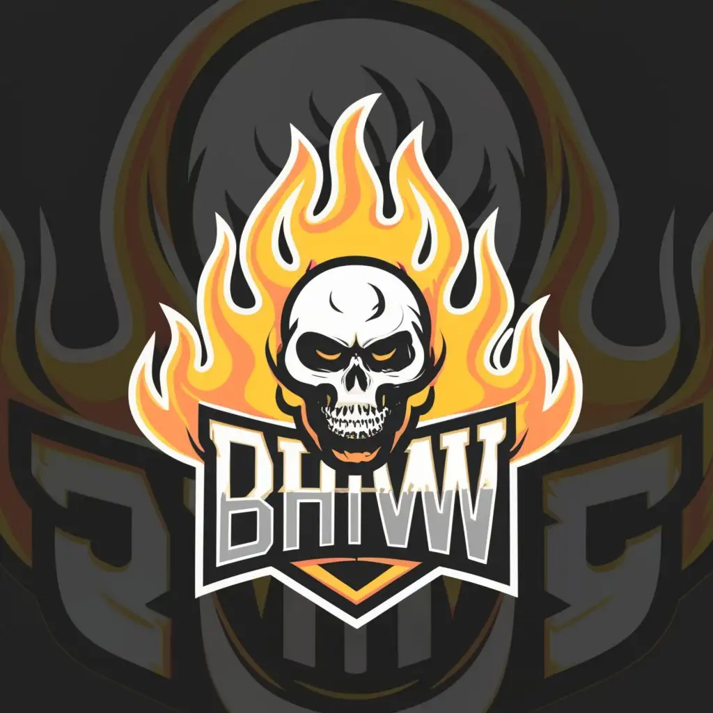 a logo design,with the text "BHW", main symbol:Flaming skull,Moderate,be used in Sports Fitness industry,clear background