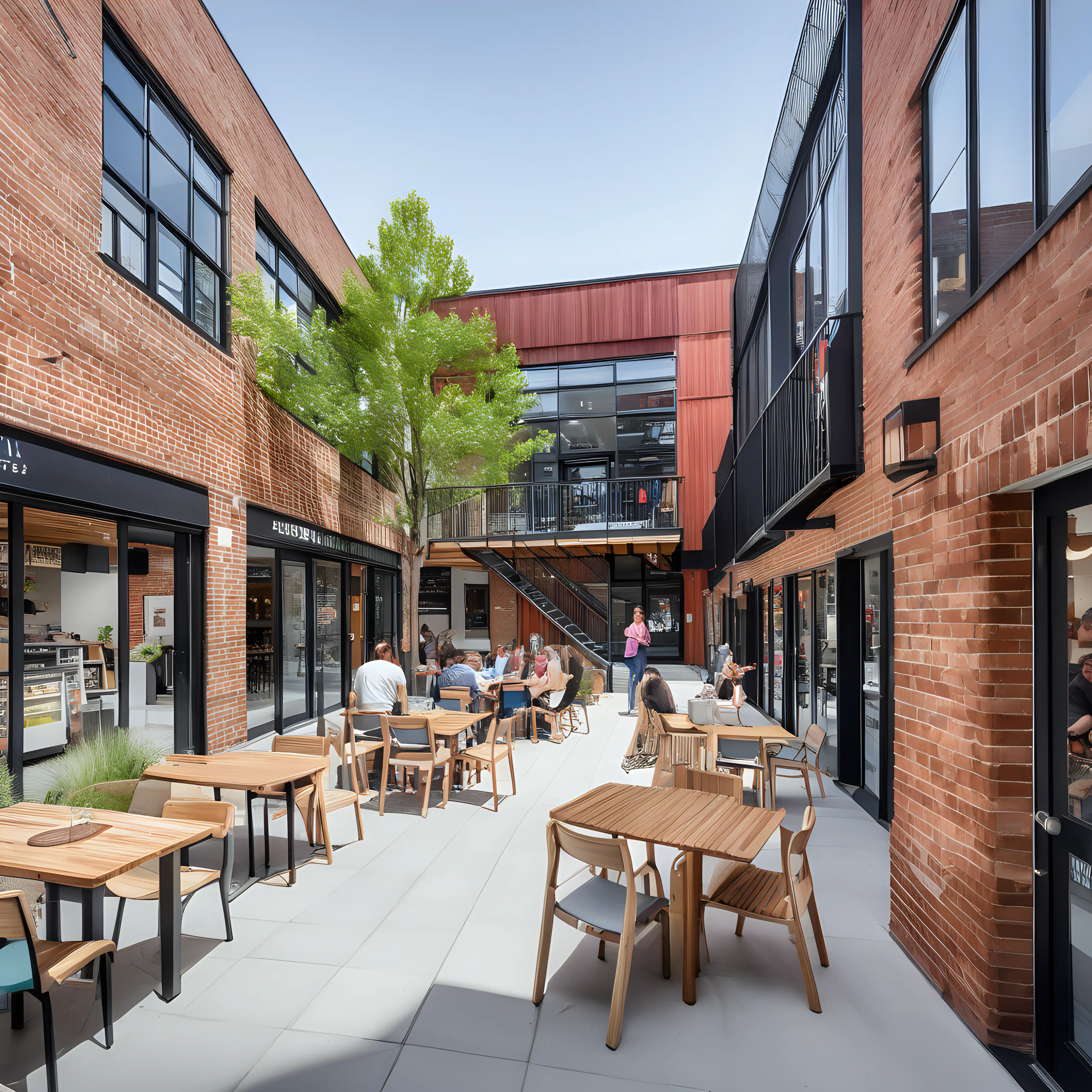 PostModern MixedUse Community Art Center with Retail Spaces and Courtyard