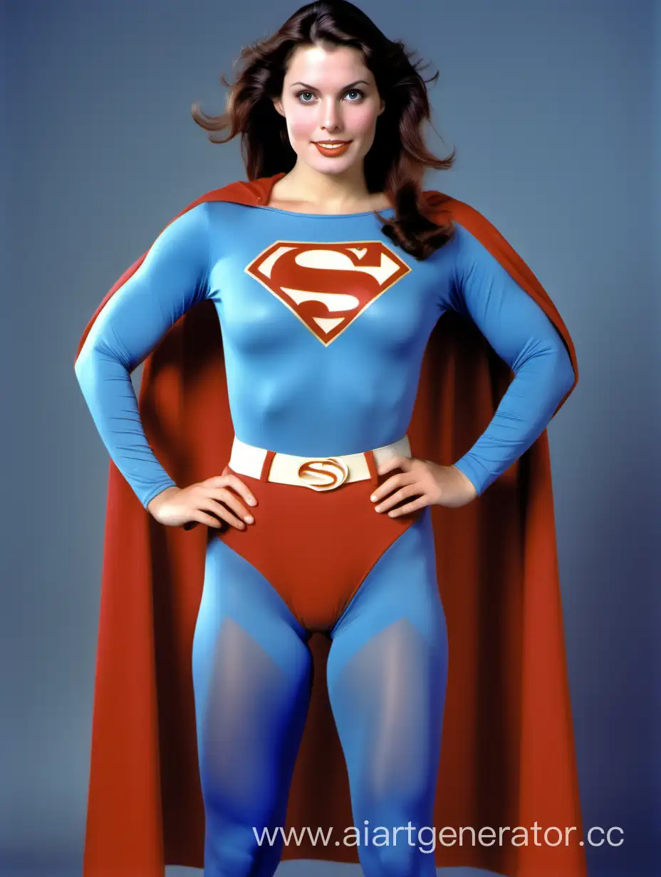 Muscular-Woman-in-Classic-Superman-Costume-Posed-Powerfully