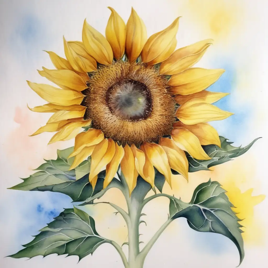 Vibrant Sunflower Watercolor Painting Expressive Botanical Art