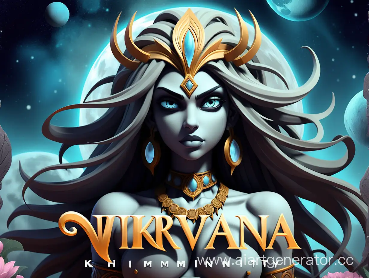 banner for the VK community header, HD, with the name Nirvana, fantasy universe, in a modern design and graphics style, resolution 1920×768, Illustrations in the style of fantasy mythology