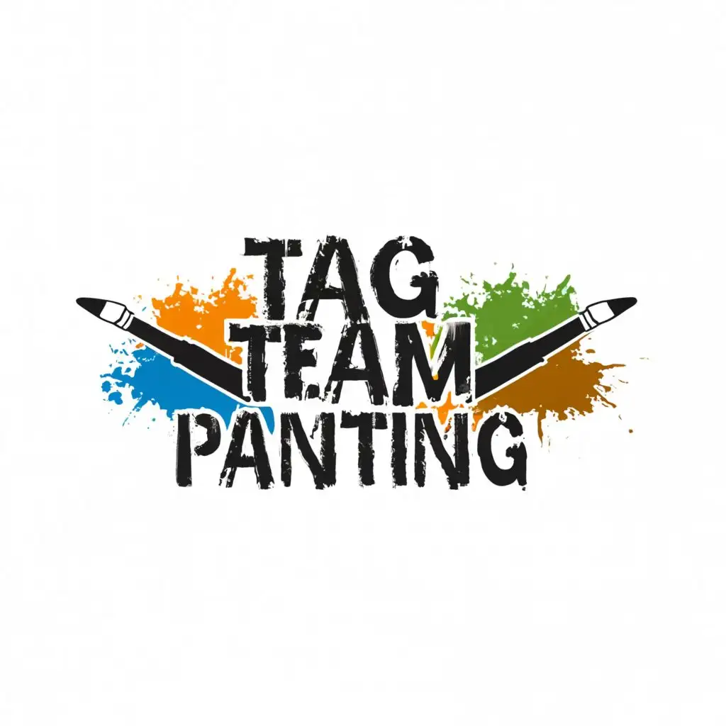 LOGO-Design-for-Tag-Team-Painting-Dual-Brush-Symbol-with-Vibrant-Colors-on-a-Clear-Backdrop