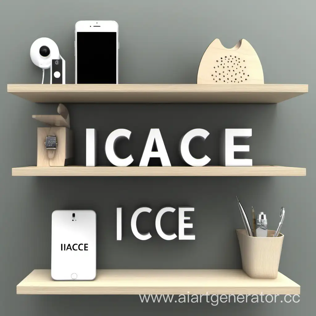 shelf with phone accessories and on the shelf, the inscription IACCE.STORE