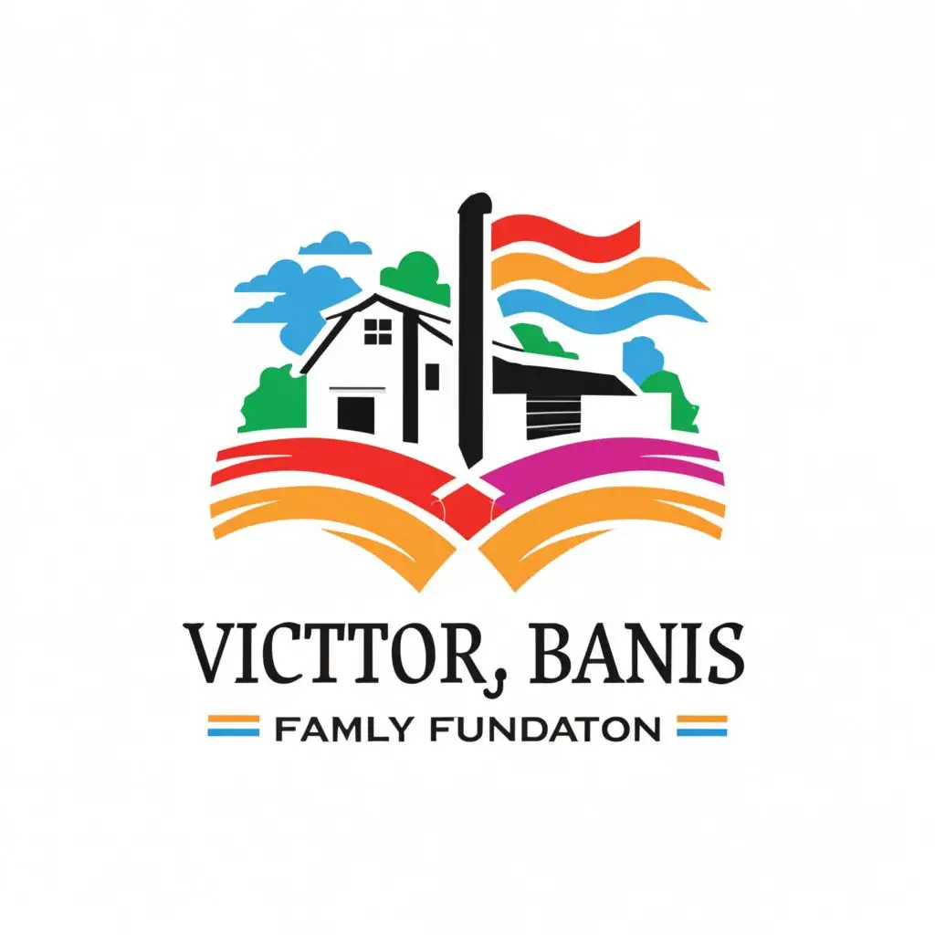 a logo design with the text "Victor J Banis Family Foundation", main symbol: lgbt, rural, author, community, caring, family, complex,be used in Nonprofit industry,clear background