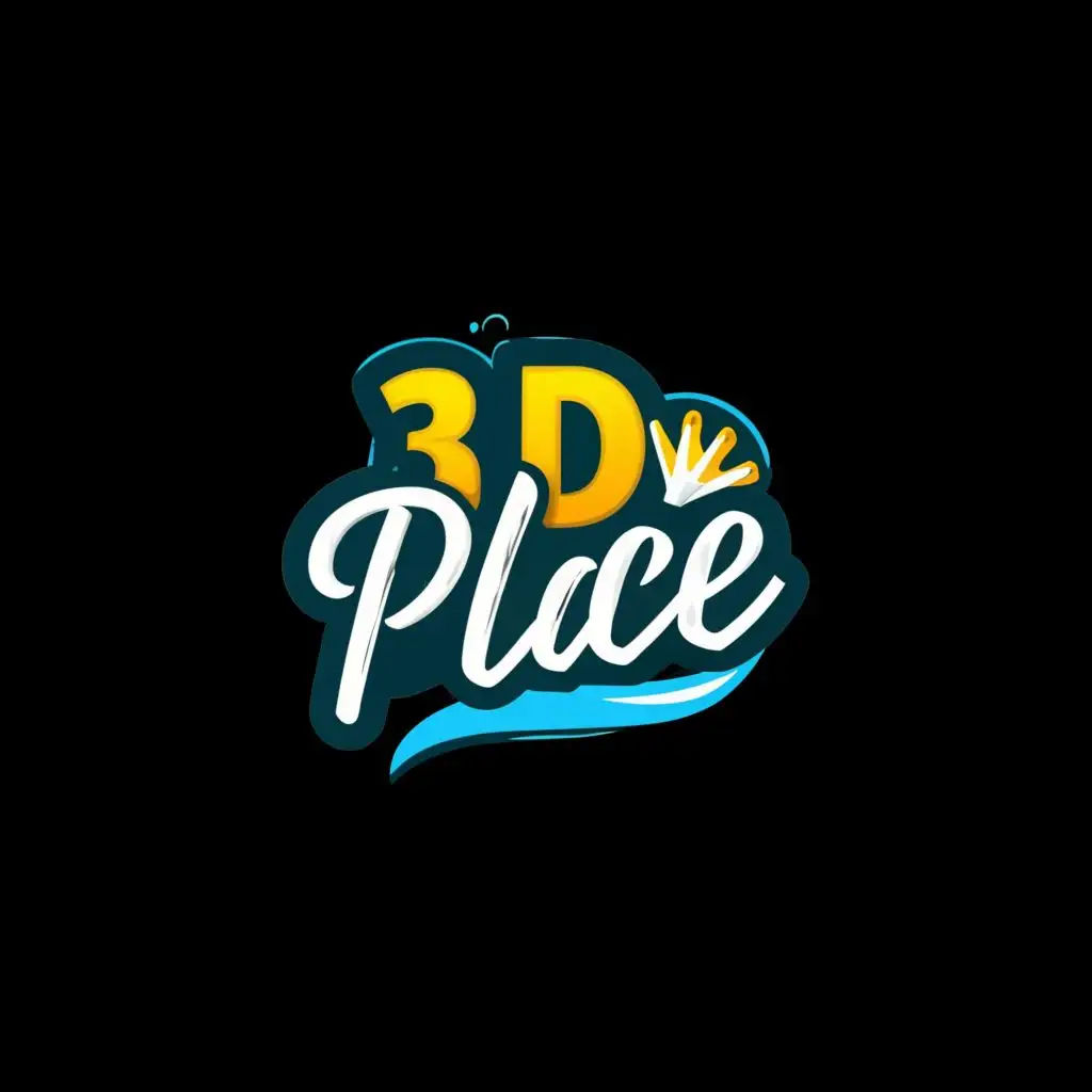 LOGO-Design-For-3D-Place-Futuristic-Typography-with-Vibrant-Colors-and-Dynamic-Shapes