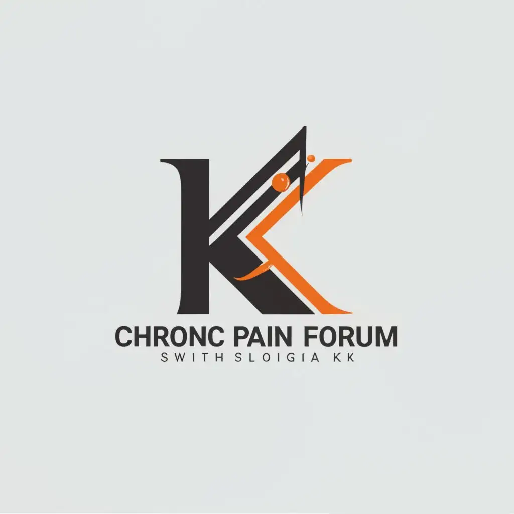 a logo design,with the text "CHRONIC PAIN FORUM WITH DOC K", main symbol:K,Minimalistic,clear background