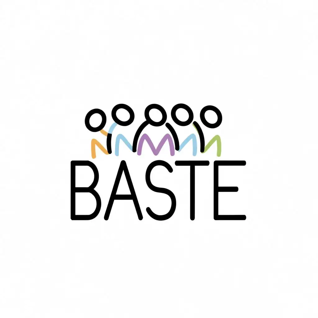 logo, simple human drawings cool, with the text "Baste", typography, be used in Entertainment industry