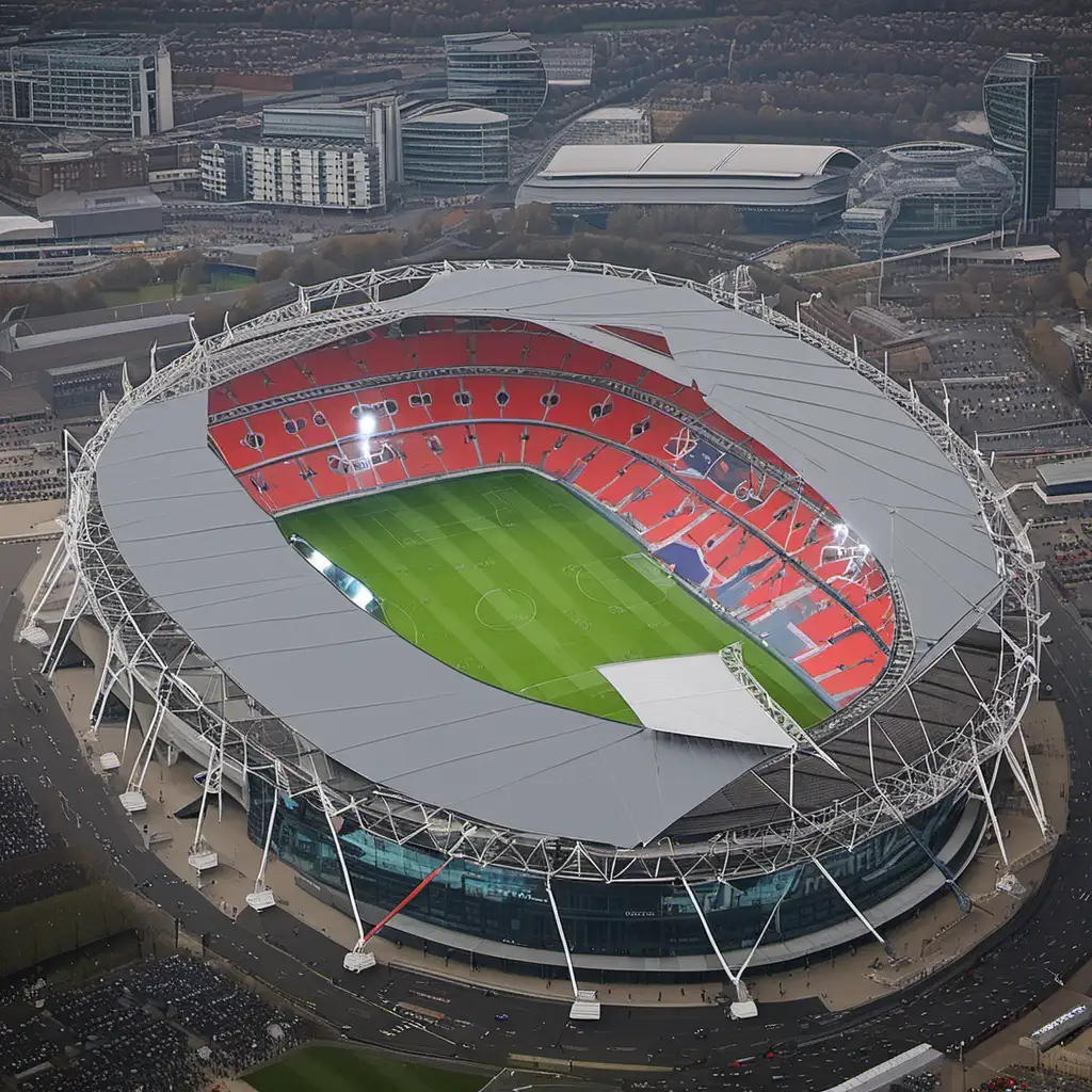Spectacular Views of Wembley Stadium Iconic Landmark at Dusk