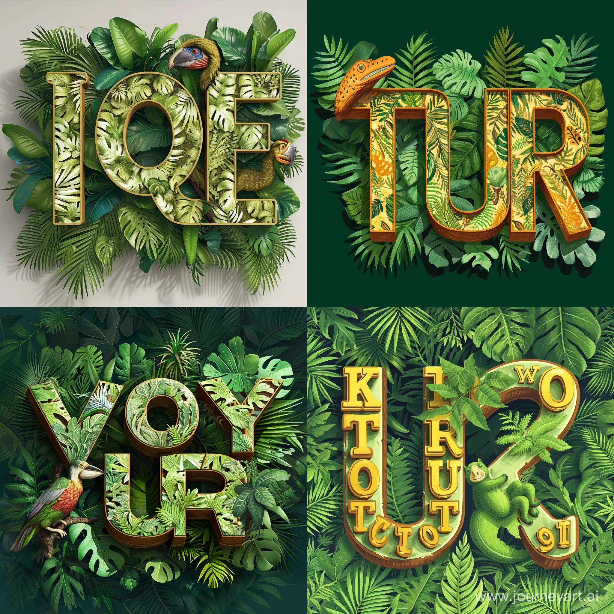 Big letters in jungle letters text "круто" 