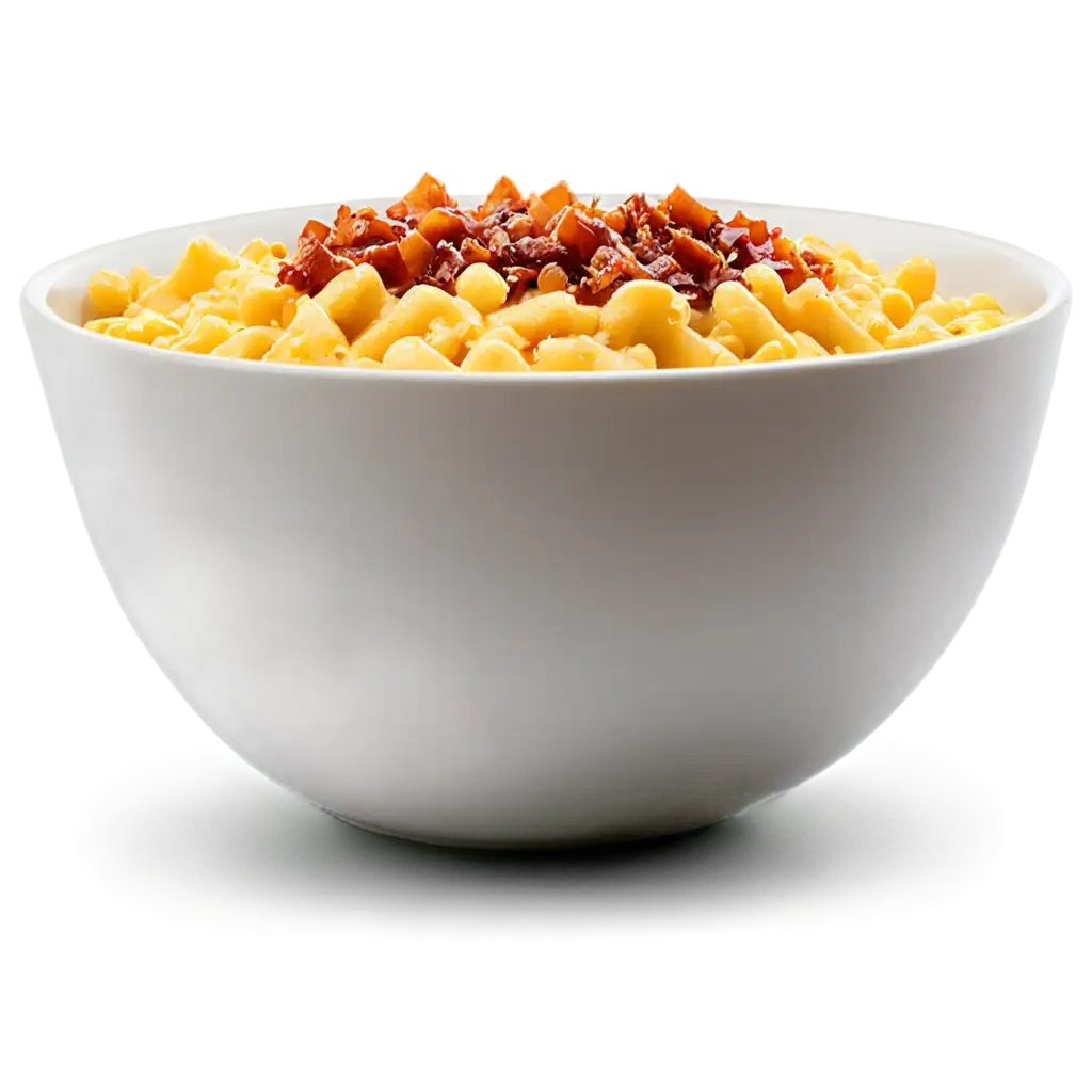Delicious-Bowl-of-Mac-and-Cheese-with-Shredded-Bacon-PNG-Image
