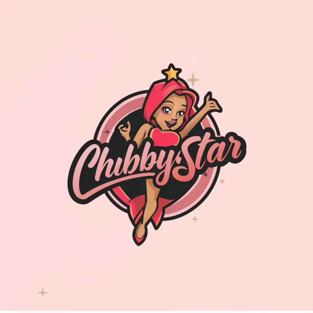 a logo design,with the text "ChubbyStar", main symbol:fit cute woman,complex,clear background