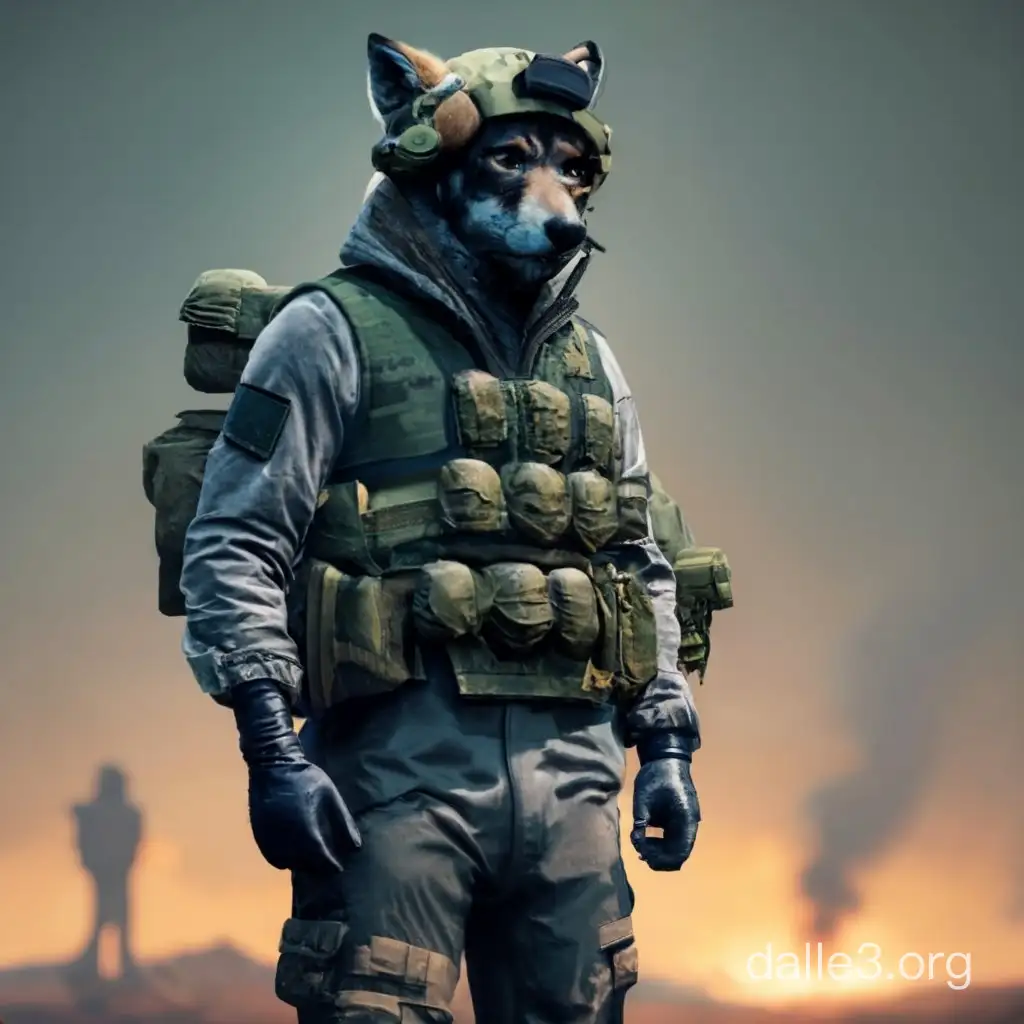 Special Forces Wolf in Oliva Uniform and Military Gear | Dalle3 AI