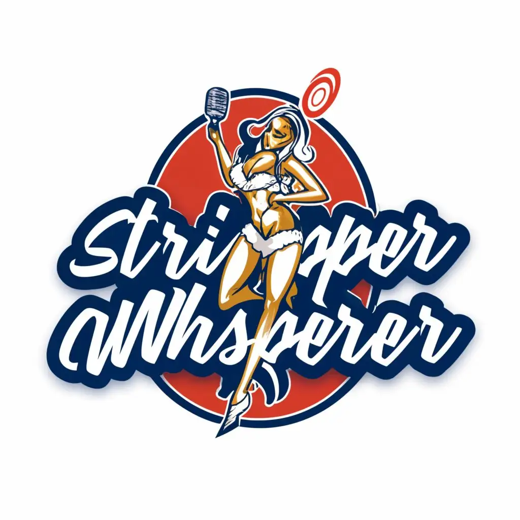 a logo design,with the text "STRIPPER WHISPERER", main symbol:SEXY FEMALE nude STRIPPER,complex,be used in Entertainment industry,clear background