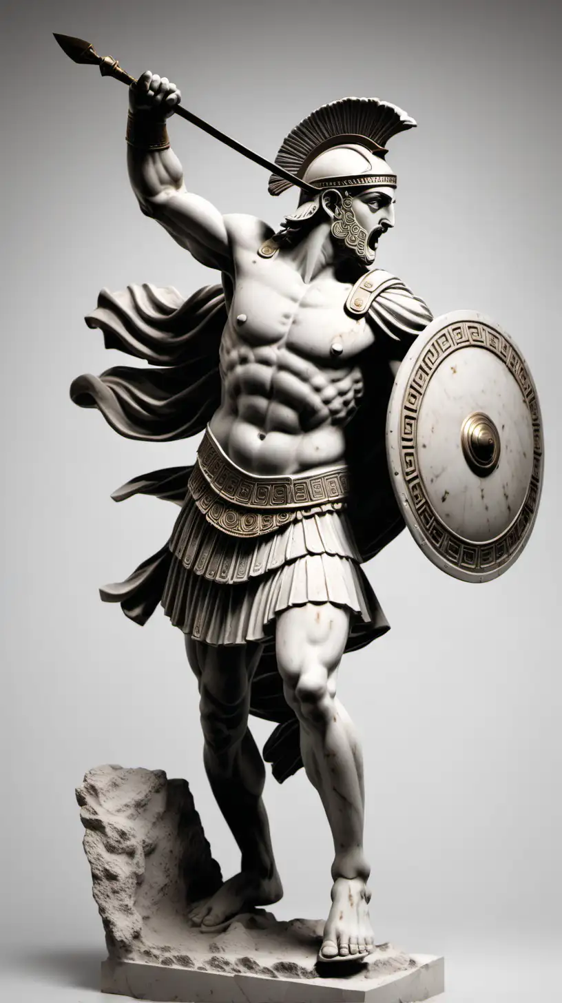 Majestic Greek Warrior Statue in Aggressive Stance