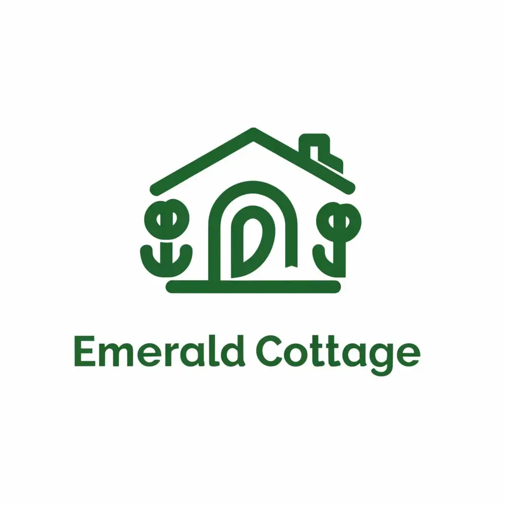LOGO-Design-for-Emerald-Cottage-Minimalistic-House-Symbol-for-Home-Family-Industry