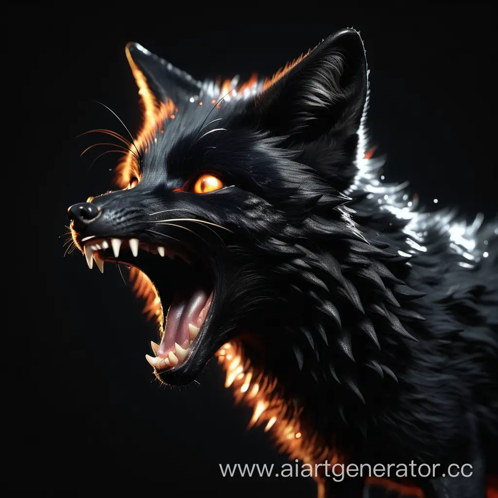 Intense-Black-Fire-Fox-with-Open-Mouth-in-Photorealistic-4K