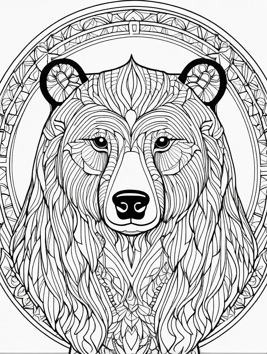 Mandala Bear Adult Coloring Page