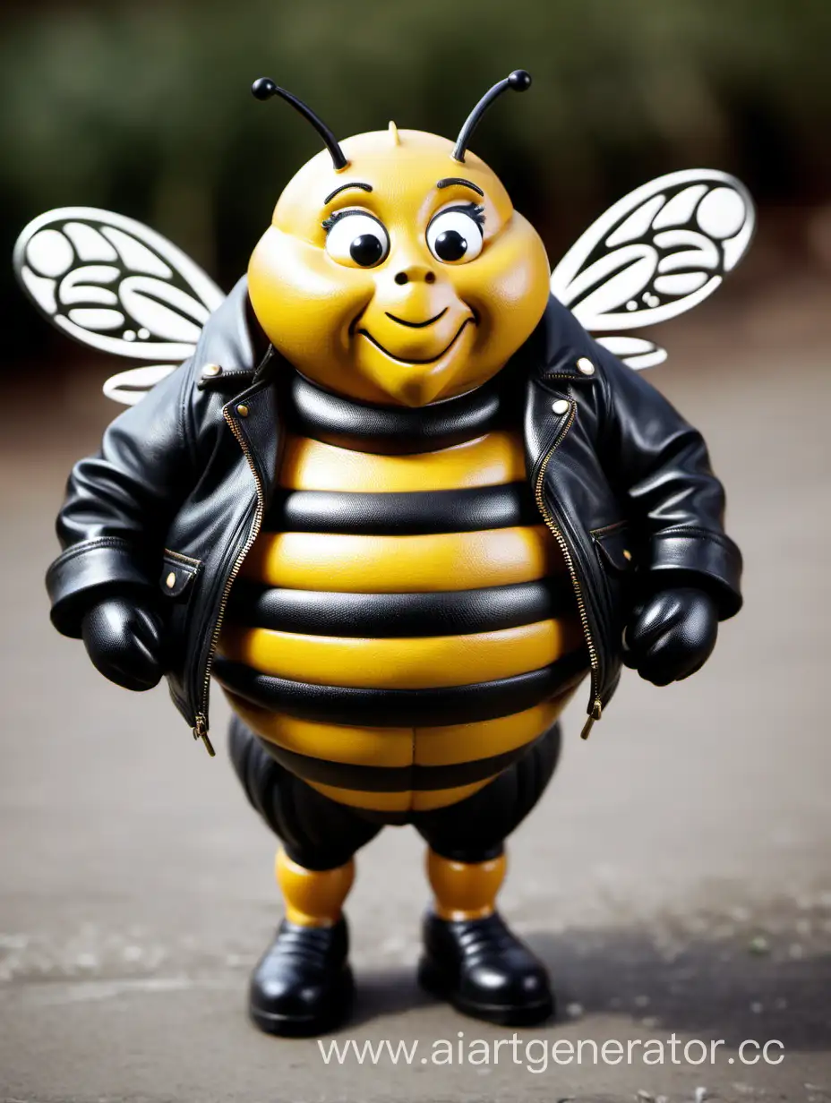 Stylish-Plump-Bee-Wearing-a-Leather-Jacket