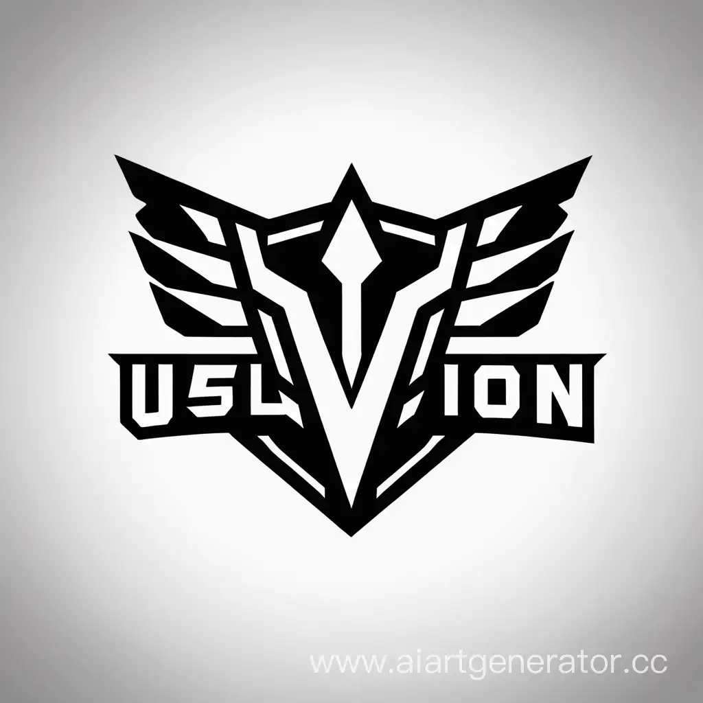 логотип для команды по киберспорту, с названием UPsilon по середине, в черно-белом цвете