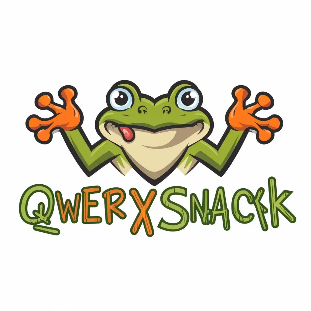 logo, frog, with the text "QwertySnack", typography