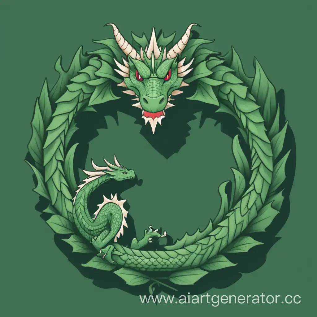 2Д простенькая картинка рождественский венок в виде зеленого дракона 