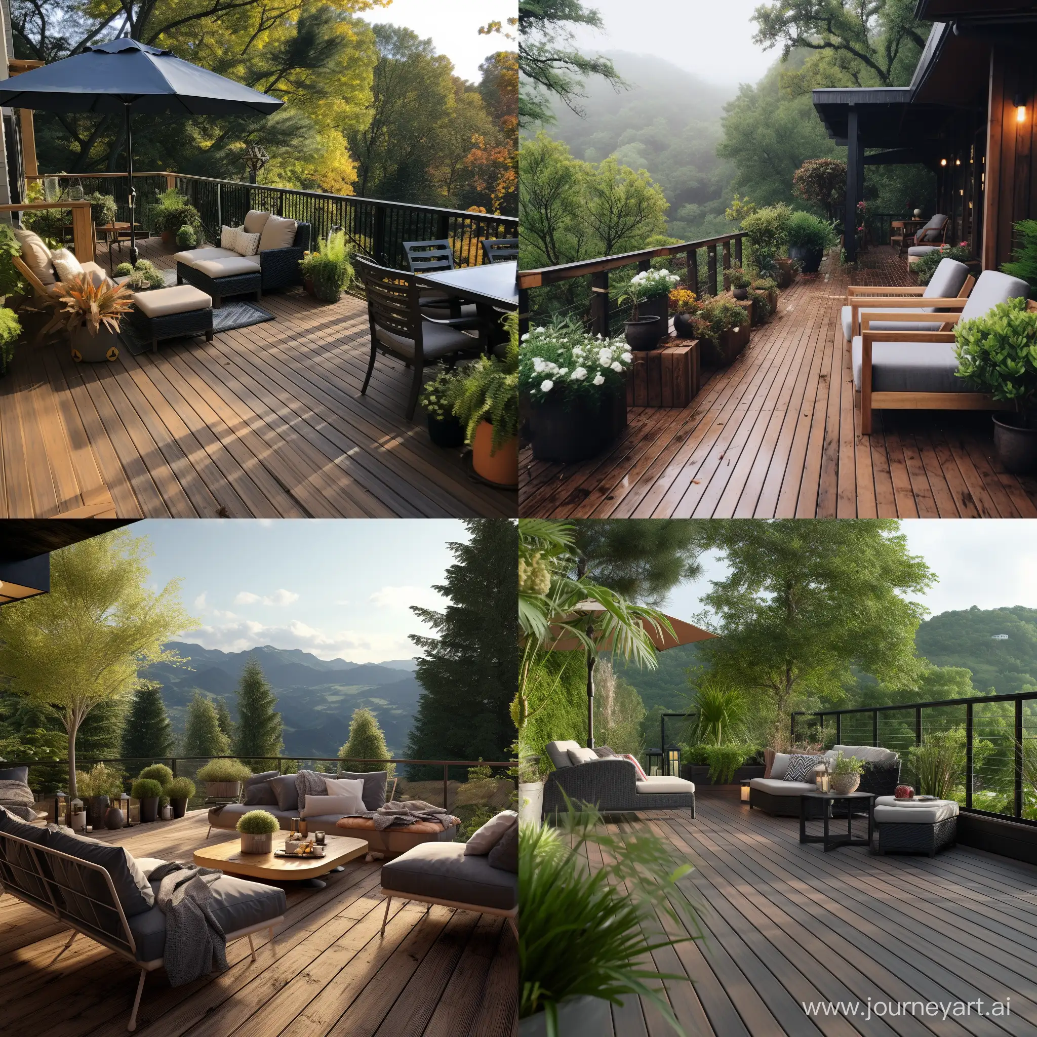 Outdoor deck at a slope