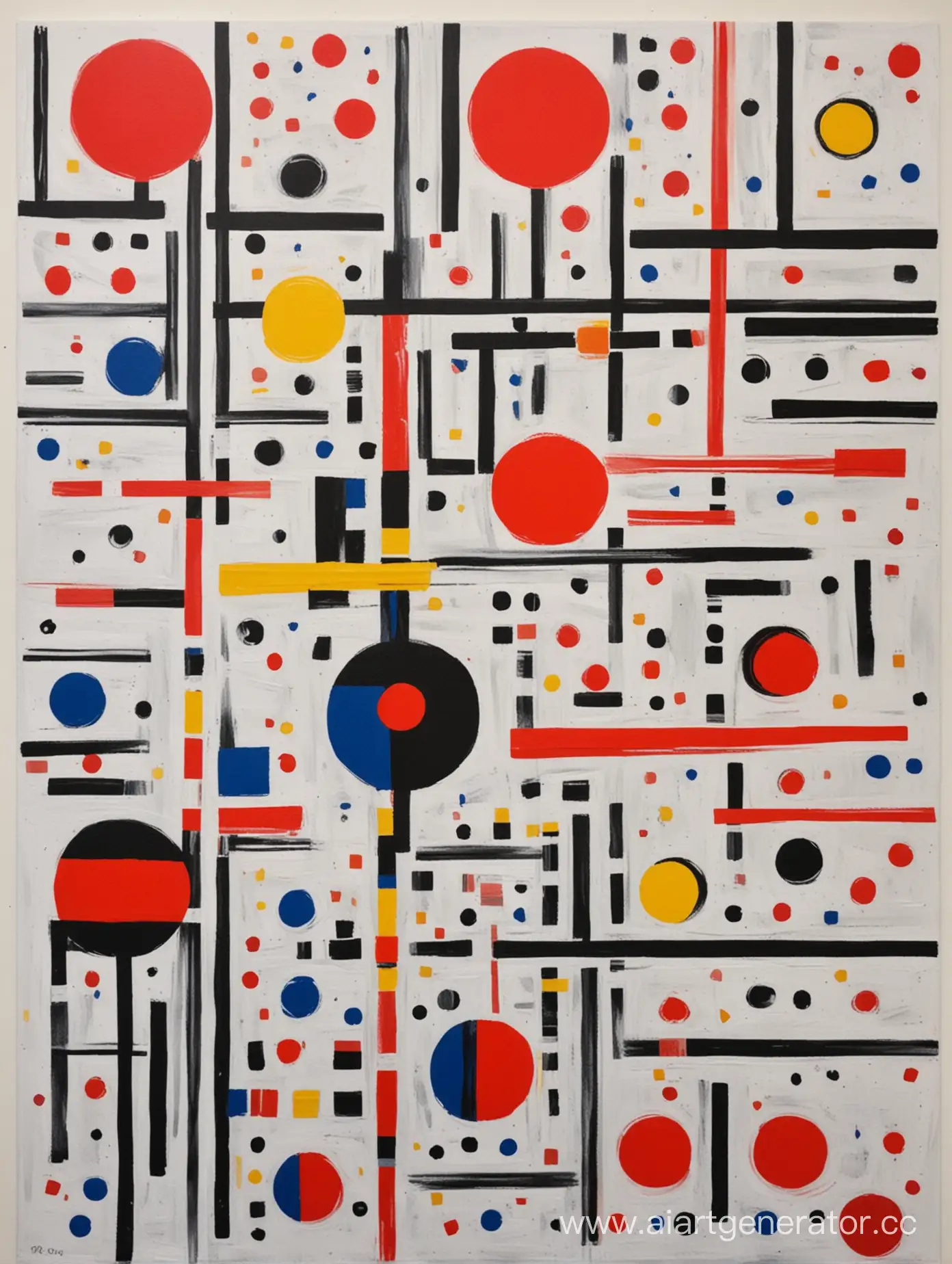 Abstract-Constructivist-Painting-Inspired-by-Mondrian-and-Kusama