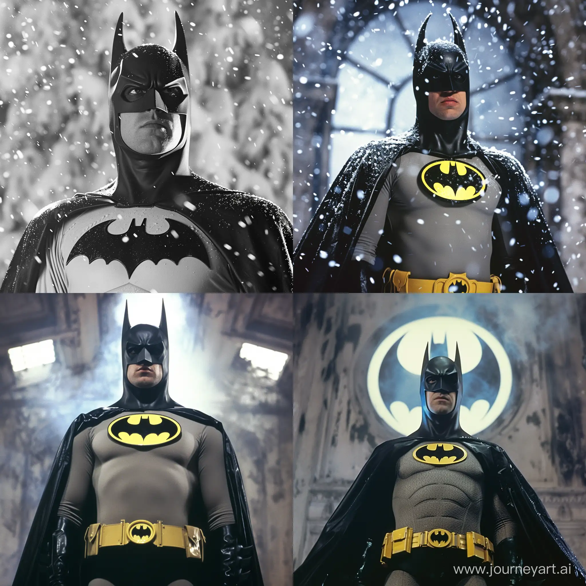 Micheal Keaton as Batman in white 1989s Movie 