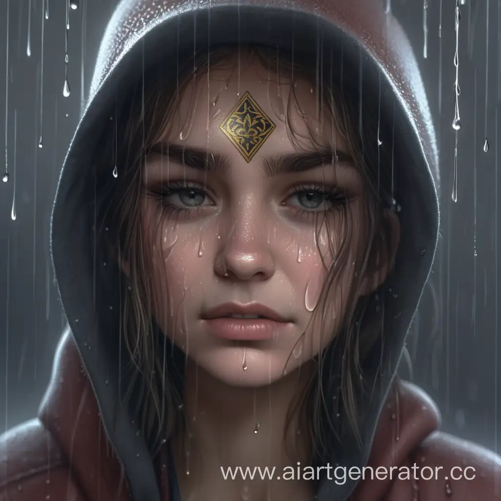 Woman-Weeping-in-the-Rain-under-Tarot-Guidance