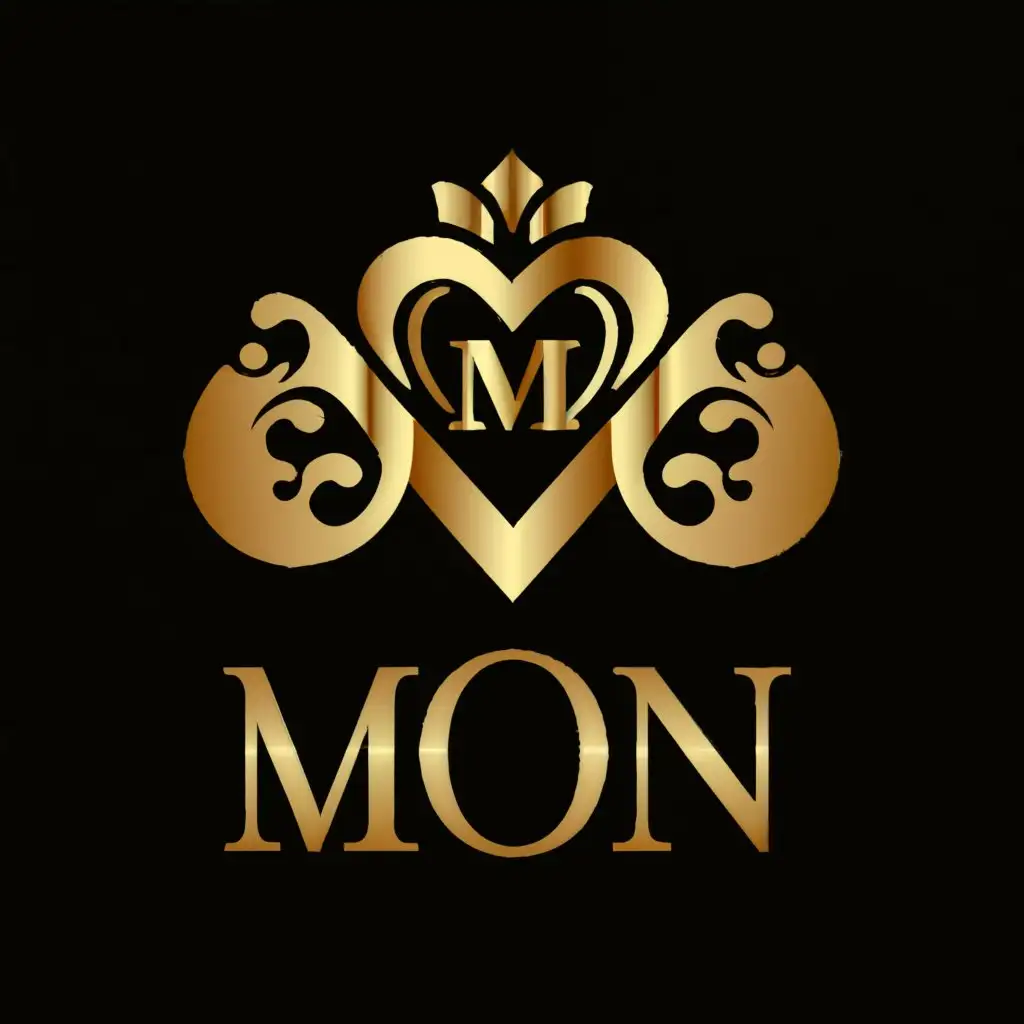 a logo design,with the text "MON", main symbol:combine letters, make it like the king of hearth,Moderate,be used in Restaurant industry,clear background