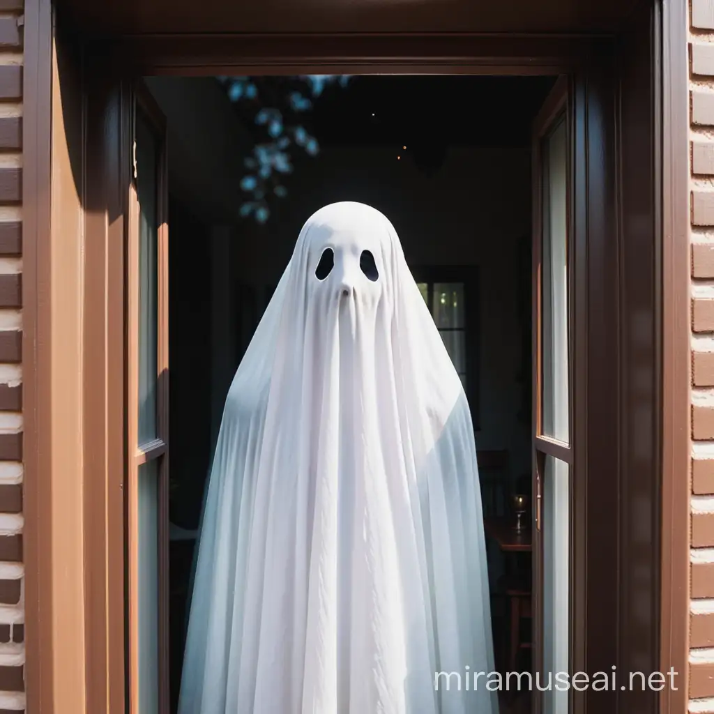 a ghost looking in the window from outside