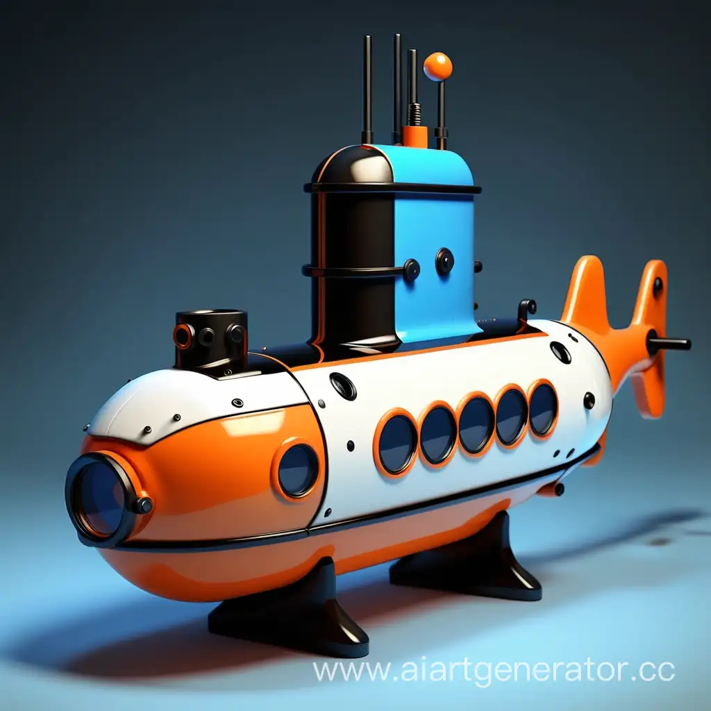 Exploration-Submarine-Small-Team-of-Scientists-in-Vibrant-Orange-White-Blue-and-Black